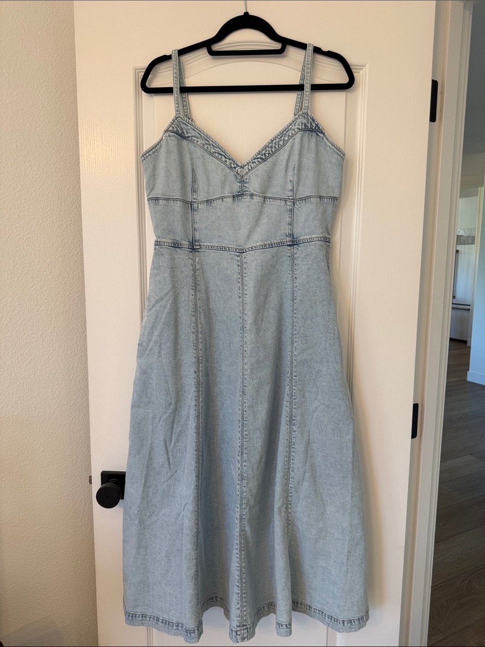 Gap Light Blue Denim Strappy Midi Dress